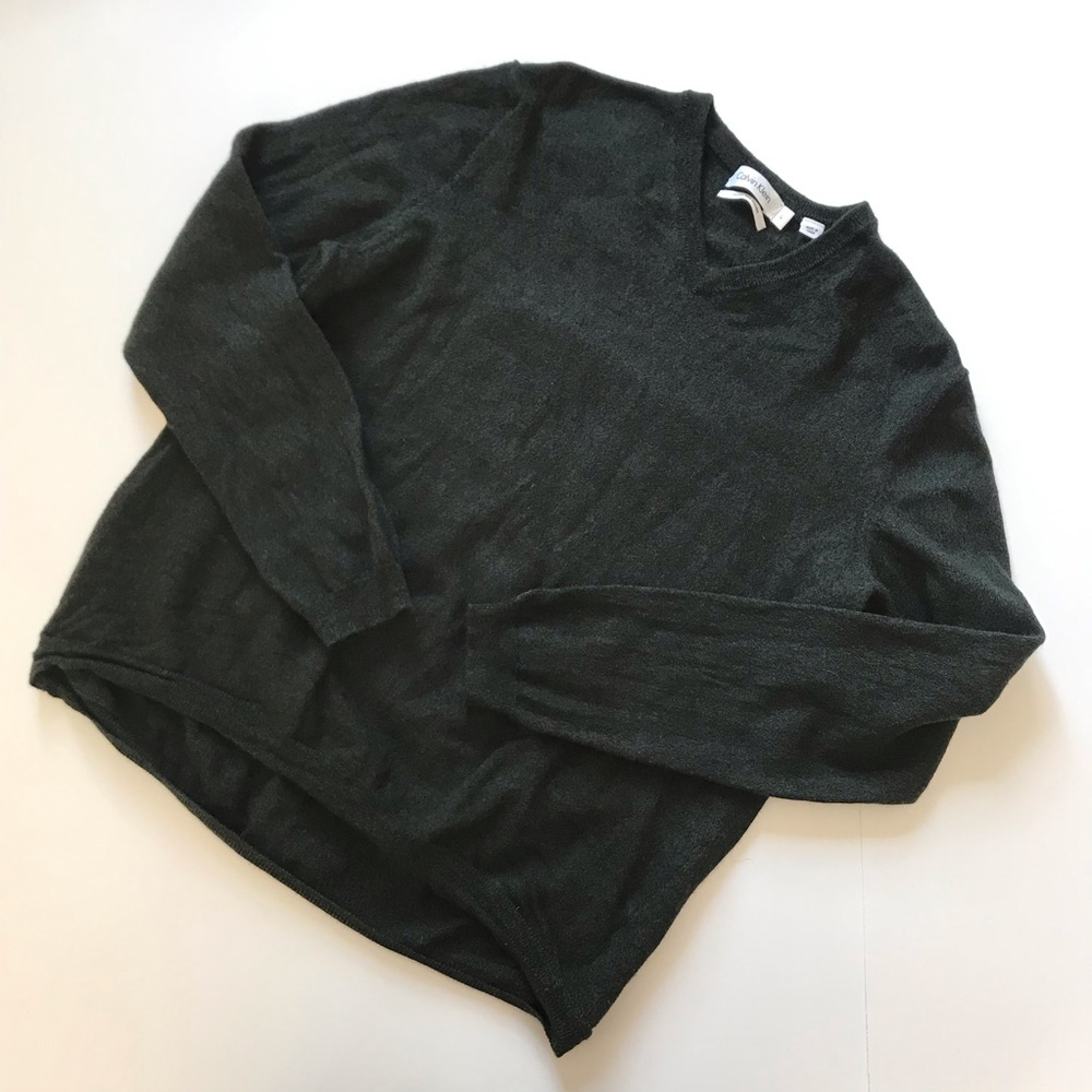 Calvin Klein Green Long Sleeve Merino Wool Sweater